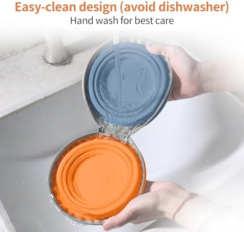 Collapsible Dog Bowls, 2-in-1 Pet Travel Bowls Blue Orange