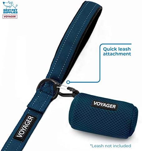 Best Pet Supplies Dog Poop Bag Holder Leash Attachment with Reusable Dispenser for Travel, Walking, Park, and Outdoor Use, Durable with Clip-On - Prussian Blue, Pack of 2, Mesh Dispenser w/30 Bags