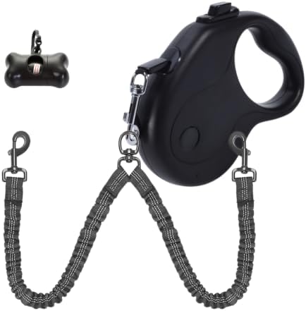 30 FT Dual Retractable Dog Leash(Up to 110 LBs Each)+Poop Bags&Holder