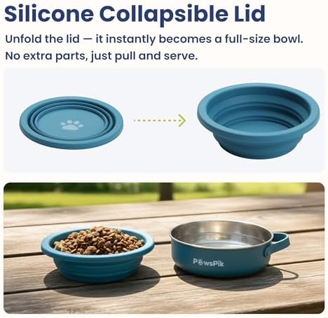 PawsPik 2-in-1 Travel Dog & Cat Bowl – Collapsible BPA-Free Silicone