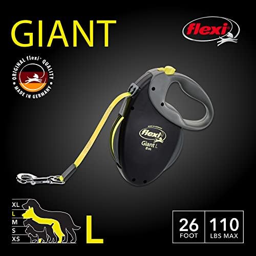 FLEXI® Giant Tape Retractable Dog Leash, Large, 26 ft - Black