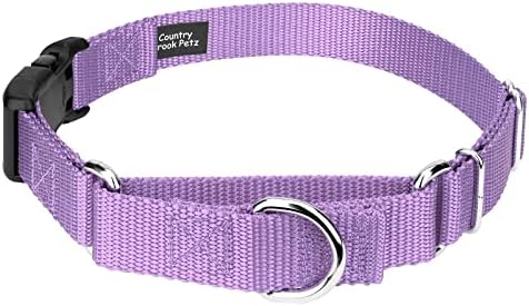 Martingale Dog Collar - Heavy Duty Nylon Adjustable Martingale Dog Collar with Plastic Buckle for Small Medium Large Breeds - 30+ Colors (1 Inch, Extra Large, Lavender)
