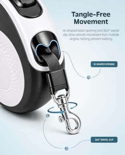 Hands-Free Retractable Dog Leash with Waist Belt, 16FT Extendable Strap