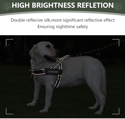 Dog Harness, Upgraded Escape Proof Adjustable Vest Puppy Outdoor Walking, Soft Breathable Jacket with Reflective Strips for Dark Night (Army Green, S)