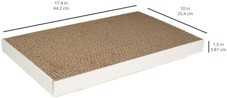 Amazon Basics Corrugated Cardboard Cat Scratcher, Scratching Board, Reversible, 17.4" x 10", White, 4-Pack