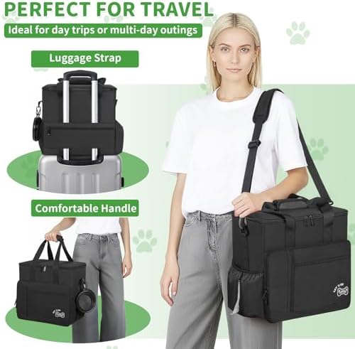 TORIBIO Large Dog Travel Bag for Supplies with Food Bowl