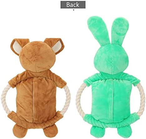 Squeaky Plush Dog Toy - Funny Stuffed Rabbit Chew Toy, Cute Pet Birthday Gift for Small, Medium and Large Dogs (Brown)