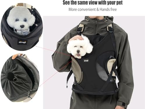 NATUYA Dog Front Carrier, Pet Carrier Front-Pack, Black Color