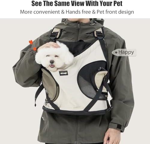 NATUYA Dog Front Carrier, Pet Carrier Front-Pack, Cream Color