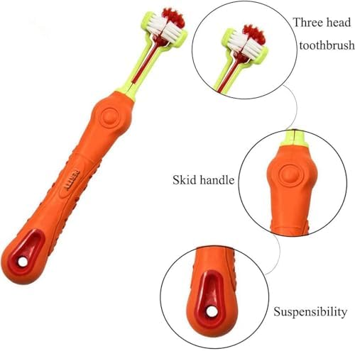 Orgrimmar 8 Pcs 3-Sided Pet Toothbrush Dog Cat Mouth Dental Teeth Care