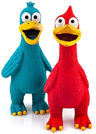 CHIWAVA 2PCS Squawking Latex Dog Toy Chicken Duck for Medium Large Dogs