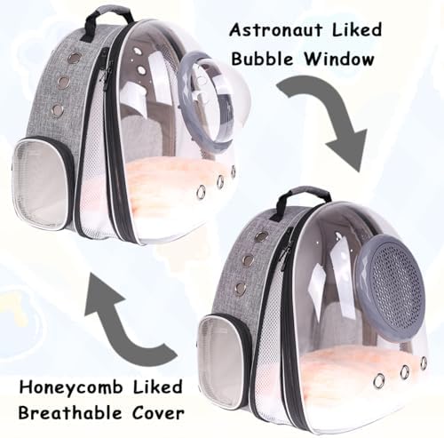 Front Extension Cat Backpack Carrier, Pet Travel Backpack for Kitten and Small Dogs, Clear Bubble Window Space Capsule Astronaut Liked Portable Vet Visit Book Bag Airline Approved