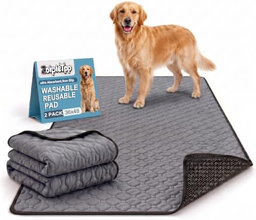 Washable & Reusable Pee Pads for Dogs (Grey,36x48,2 Packs)