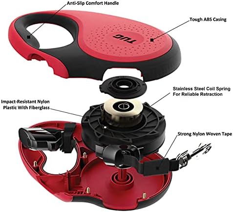 TUG Tiny Retractable Dog Leash, 10 ft (Extra Small, Red)