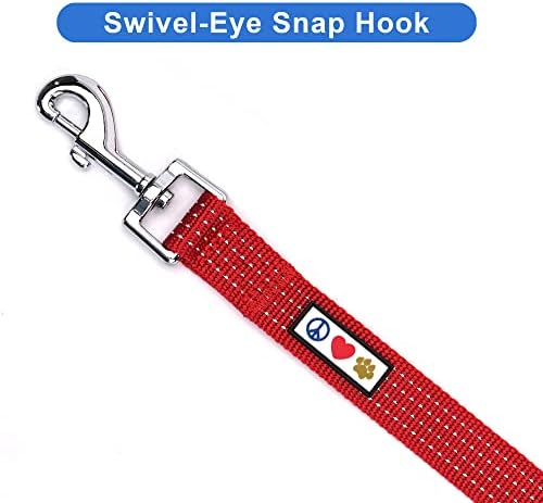 Pawtitas Red Dog Leash 6 ft M/L Reflective Durable Lightweight Dog Lead for Medium or Large Dogs and Puppies