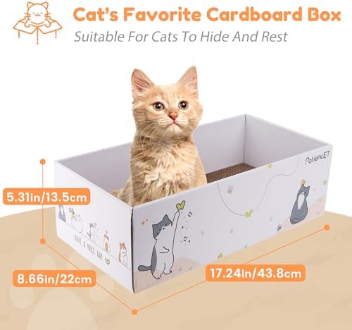 PatiencET Cat Scratch Pad with Box, 4 Pack Cardboard Scratcher Lounge Bed