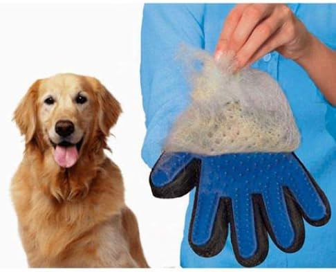 Pet Hair Remover Glove - Gentle Pet Grooming Glove Brush - Deshedding Glove - Massage Mitt with Enhanced Five Finger Design - Perfect for Dogs & Cats with Long & Short Fur - 1 Pack (Right-Hand), Blue
