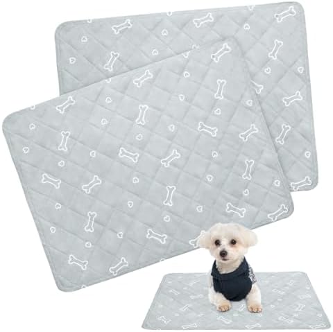 Washable Pee Pads for Dogs, 2 Pack Reusable Puppy Pads, Super Absorbent & Waterproof Training Mats for Potty, Crate, Kennel, Playpen, Bed & Sofa, Anti-Slip Wee Pee Pads for Dogs,18" x 24"
