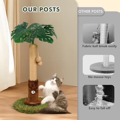 Woochpet 25" Kitten Scratching Post,sisal cat Scratcher Tree with Leaves
