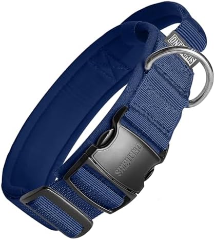 OneTigris Heavy Duty Dog Collar for Large Dogs with Traffic Handle Blue L