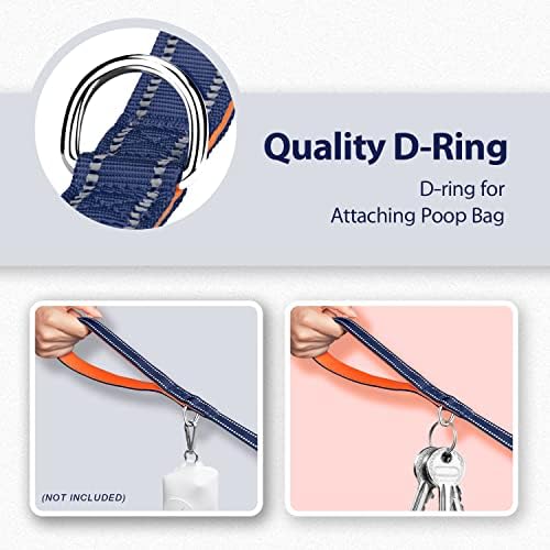 PHOEPET 5 Feet Dog Leash - Dual-Side Reflective - Soft Padded Handle