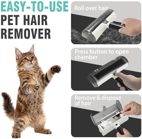 Pet Hair Remover, Roller, Remove Dog Hair and Cat Hair Easily (Black)