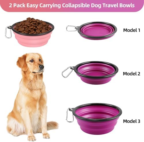 Kytely Large Collapsible Dog Bowls 2 Pack, 34oz Foldable Dog Travel Bowl