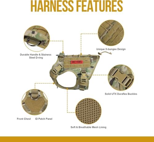 OneTigris Tactical Dog Harness with Handle No-Pull Adjustable for Small Dog