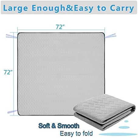 Waterproof Dog Bed Cover Pee Pads Training Pads 72"x72", Nonslip Pet Bed Mat with Ties, Washable Reusable and Super Absorbent Dog Mat for Whelping, Housebreaking in Playpen, Crate or Kennel (X-Large)