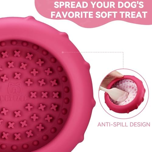 Dog Lick Bowl, Bestalk Wobbly Freeze Bowl Enrichment Feeder for Dogs, Anxiety Relief Lick Mat Puzzle Toy for Distraction, BPA Free Silicone, Dishwasher Safe(Rose,S)