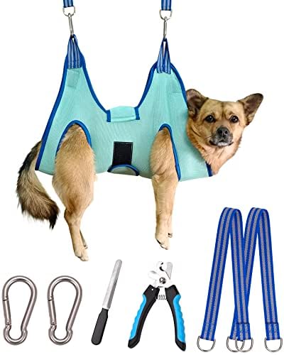 Kkiimatt Dog Pet Grooming Hammock,S Hanging Harness for Nail Clipping,Trimming Cutting Hammock, Sling Holder Helper for Small Dogs, Grooming Restraint Bag with Wide Strap Sewed