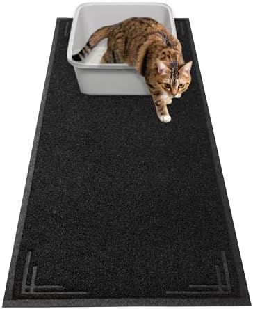 Long Cat Litter Mat Runner 2'x6' - Trap Dirt, Mud and Cat Litter - Premium Waterproof PVC Mesh, Non Slip Rubber Runner for Pets, Entry, Mudroom, Garage, Laundry, RV - Litter Mat XL (Black Modern)