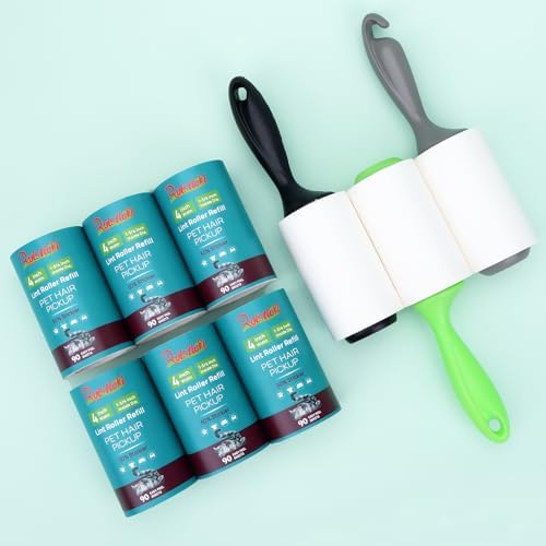 4 inch Lint Roller Refills Only for Scotch-Brite Pet Hair Pickup Extra Sticky Lint Roller 90 Sheets per Refill 6 Pack 540 Easy-Tear Adhesive Sheets Total (Inside Dia. 1 3/4 inch)