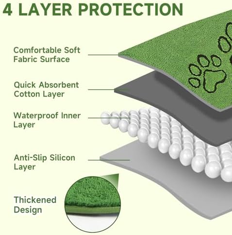 Homimp Washable Pee Pads for Dogs, 6 Pack Super Absorbent Reusable Puppy Pads, Green Long Wool Fake Grass for Potty Training, Upgrade Non-Slip and Leak-Proof,Floor, Couch, Bed, and Crate,Green 18"×24"
