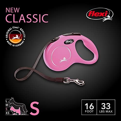 FLEXI® Classic Tape Retractable Dog Leash, Small, 16 ft - Pink