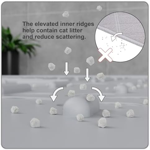 OHMO XL Cat Litter Mat, 37.5x25.2 Silicone Trapping Mat Ash Grey