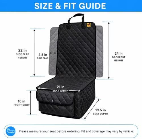 Bark Lover Car Seat Covers Front Seats,Car Seat Protector for Dogs,Scratch-Proof Dog Car Seat Cover,Universal Fit for Cars Trucks SUVs (Black,1 Pack)