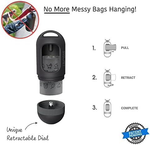 SVD.PET Dog Poop Bag Dispenser, Waste Bag Retractable, Black