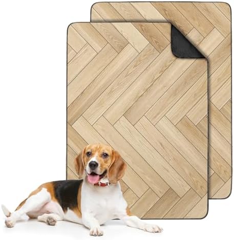 2PC Reusable Wood Pattern Mat, Washable Non-Slip Dog Pee Pads 35x24in