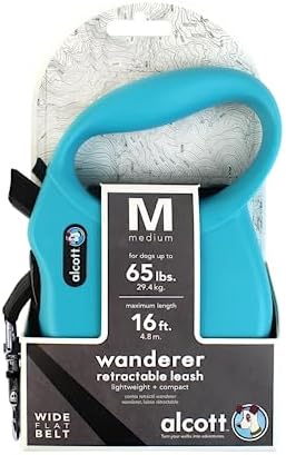 Alcott Wanderer Retractable Leash, Medium, Blue