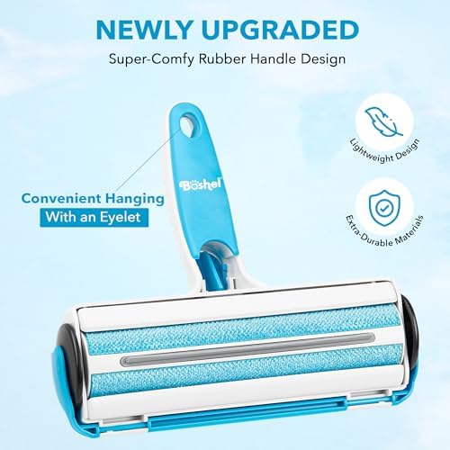 BOSHEL Pet Hair Remover for Laundry - Lint Roller for Pet Hair - Dog Hair Remover with Hair Base - Pet Fur Remover with Comfy Rubber Handle - Easy Clean Pet Hair Remover Roller for Couch