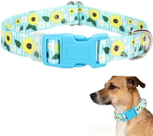 Dog Collars for Large Dogs,Cute Girl Dog Collar with Sunflower Patterns L