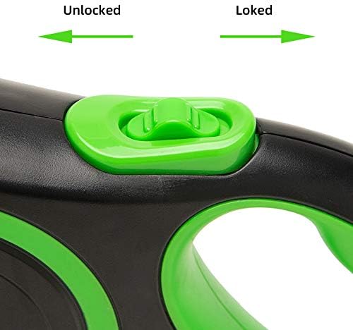 PINA Retractable Dog Leash, 16ft Dog Leash for Small Medium Dogs Up to 44lbs, 360° Tangle-Free Strong Reflective Nylon Tape, with Anti-Slip Handle, One-Handed Brake, Lock - Black Green