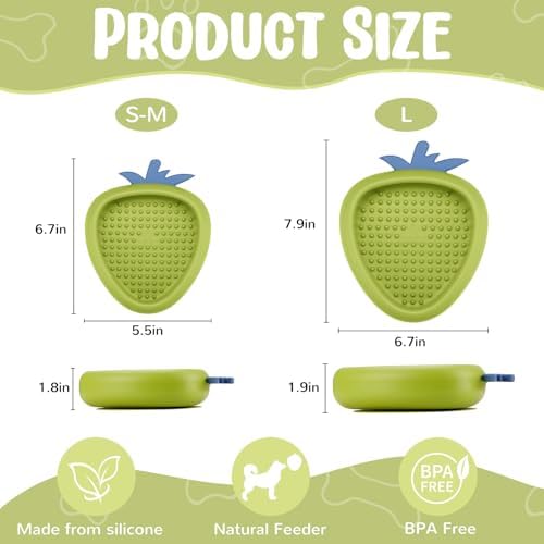 Freeze Dog Lick Bowl, Animire Non-Slip Slow Feeder Lick Mat for Dogs, Silicone Dog Enrichment Bowl for Distraction Anxiety Relief Boredom, BPA Free, Dishwasher Safe(Green,S)