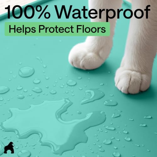 GORILLA GRIP Cat Litter Box Mat, Easy Clean Silicone Mats, 30x24 Turquoise