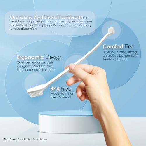 Dual-Sided Toothbrush for Dogs & Cats, Pet Toothbrush with Double Head Design for Small Medium Large Pets, Soft Bristles for Gentle Teeth Cleaning, Dog & Cat Dental Care Brush