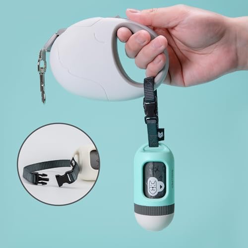 SVD.PET Dog Poop Bag Dispenser, Retractable Poop Bag Holder, Jade/White