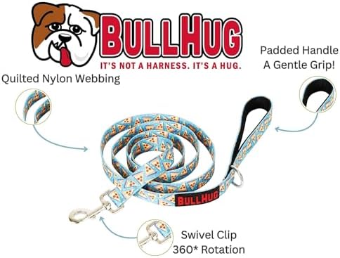 BULLHUG 6 FT Bulldog Leash with Padded Handle. Perfect for Bulldogs, French Bulldogs, Pugs & All Breeds. Leashes for Walking, Training Lead for Bulldogs (Pizza)
