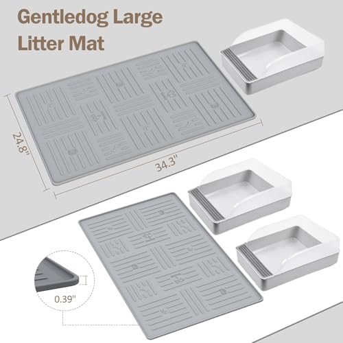Silicone Cat Litter Mat, 34" X 25" Litter Box Mat, Dark Grey