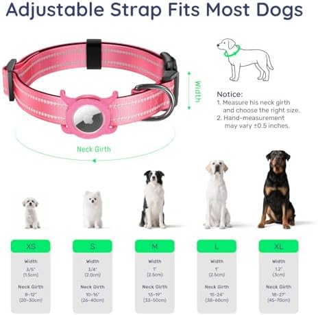 Airtag Dog Collar for Large Dogs, Reflective Dog Collar with Airtag Holder